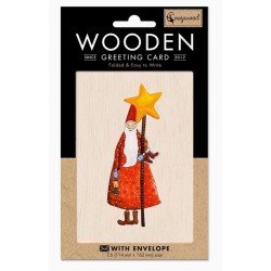 Carte en bois lutin de Noël