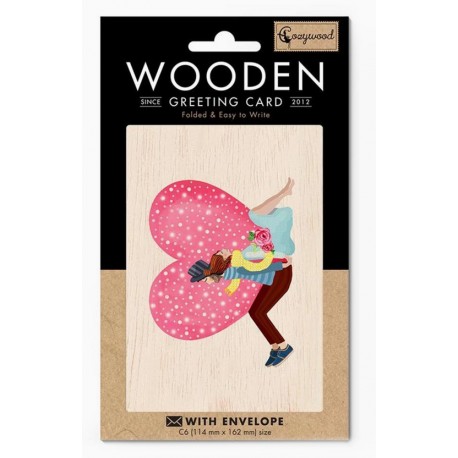 Carte en bois Amoureux