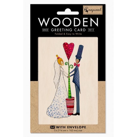 Carte en bois Mariage