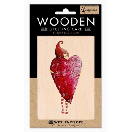 Carte en bois Cœur
