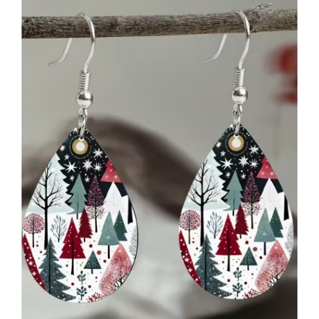 Boucles d'oreilles Forêt enneigé